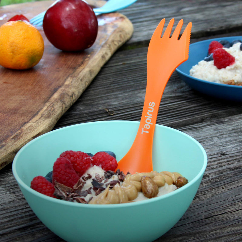 Tapirus 4 Spork to Go Set - Durable and BPA Free Sporks - Spoon, Fork and Knife Combo Utensils Flatware - Mess Kit for Camping, Hunting and Outdoor Activities - Comes in a Carrying Case Orange - BeesActive Australia