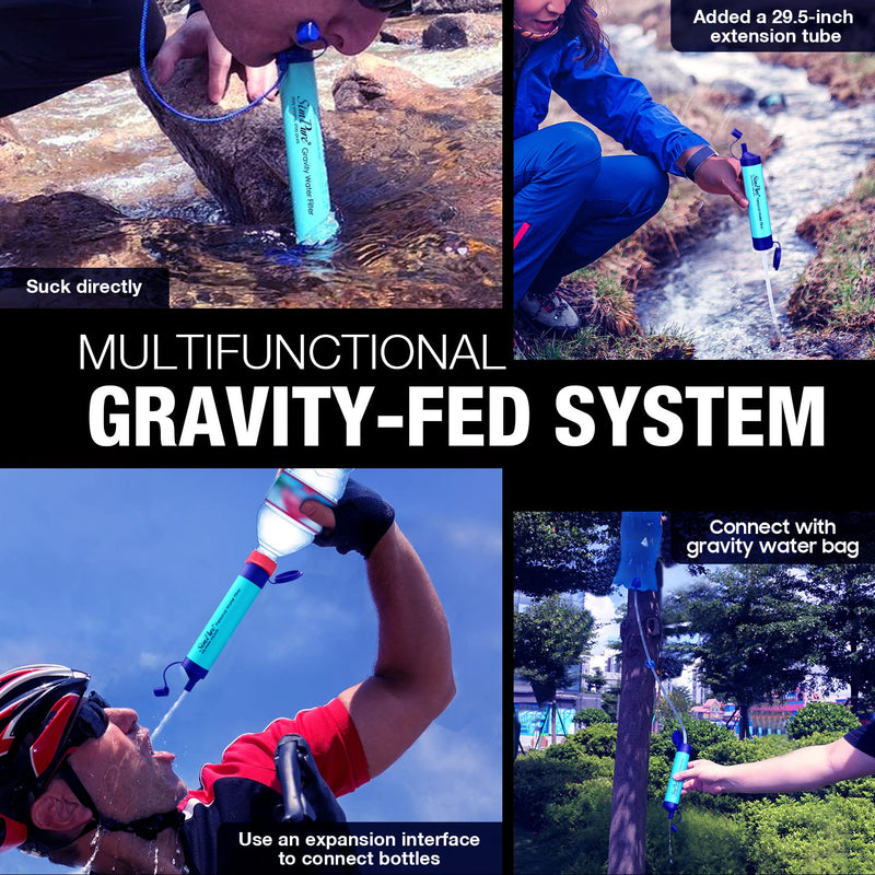 SimPure Gravity Water Filter, Portable Gravity-Fed Water Purifier with 3L Gravity Bag, Tree Strap, BPA Free Survival Gear and Equipment for Camping Hiking Emergency Preparedness - BeesActive Australia