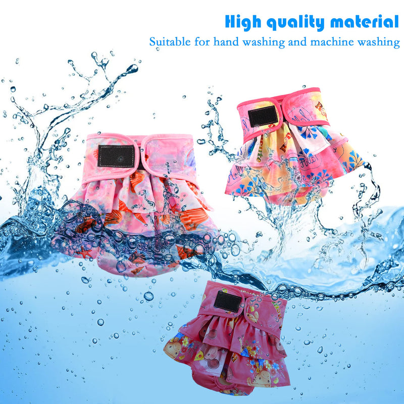 Roncute 3 Pack Washable Dog Diapers Female,Reusable High Absorbent Doggie Diaper,No-Leak Puppy Panties for Girl Doggy in Heat Cycle,Period,Incontinence,Excitable Urination Fantasy World Small (11.5''-13.5'') - BeesActive Australia