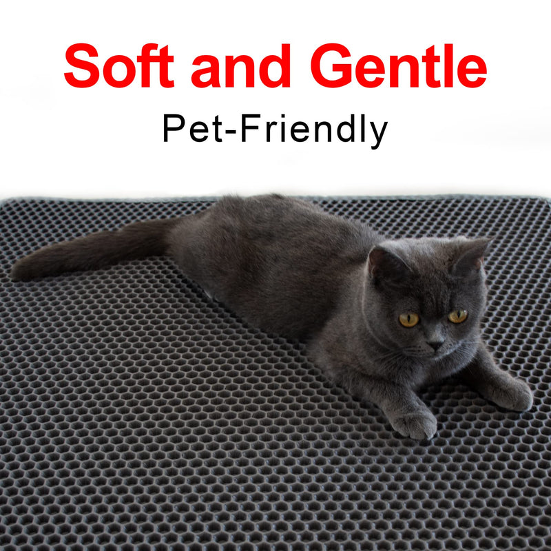 Waretary Cat Litter Mat, Pretty Litter Box Trapping Mat, 36" X 30"/30"x 24"Inch Honeycomb Double Scatter Control Layer Mat for Kitty, Urine & Waterproof, Washable, Easy Clean Grey 36"x 30" - BeesActive Australia