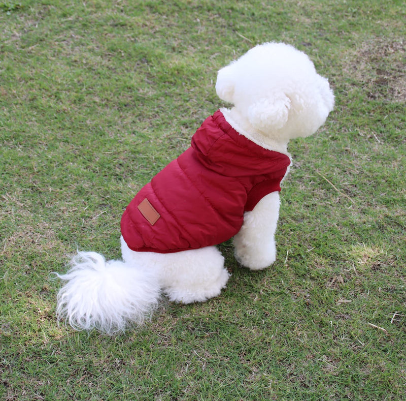 Vecomfy Fleece and Lining Extra Warm Dog Hoodie in Winter,Small Dog Jacket Puppy Coats with Hooded Small (Pack of 1) Red - BeesActive Australia