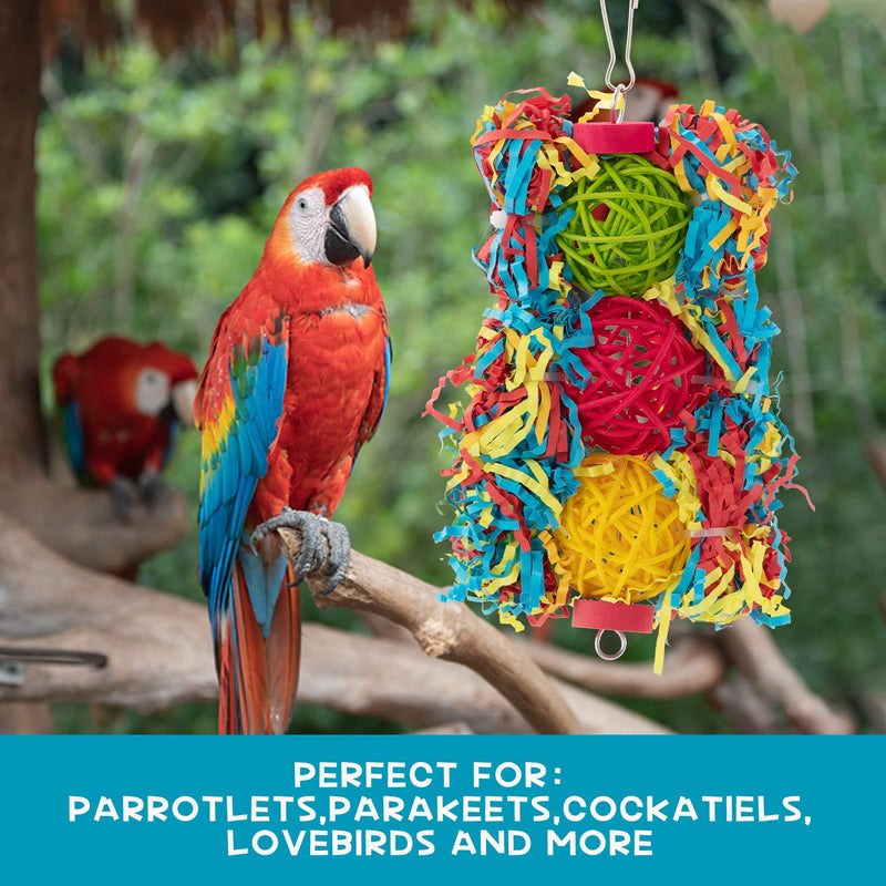 RLRICH Bird Colorful Chewing Toys Parrot Foraging Shredder Toys Shred Hanging Foraging Toys,Comfy Perch Parrot Toys for Rope Bungee Bird Toy 6 PACK - BeesActive Australia