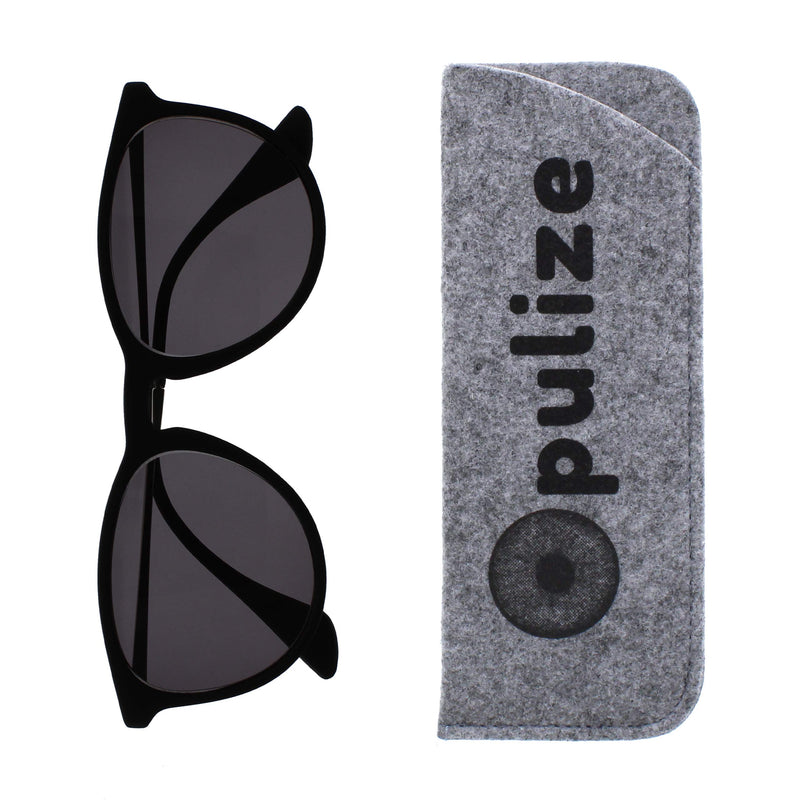Opulize Jet Large Black Rubberized Silver Arms Mens Womens Sun Readers UV400 S96-1 +0.00 +0.00 Magnification Black Front Silver Arms - BeesActive Australia
