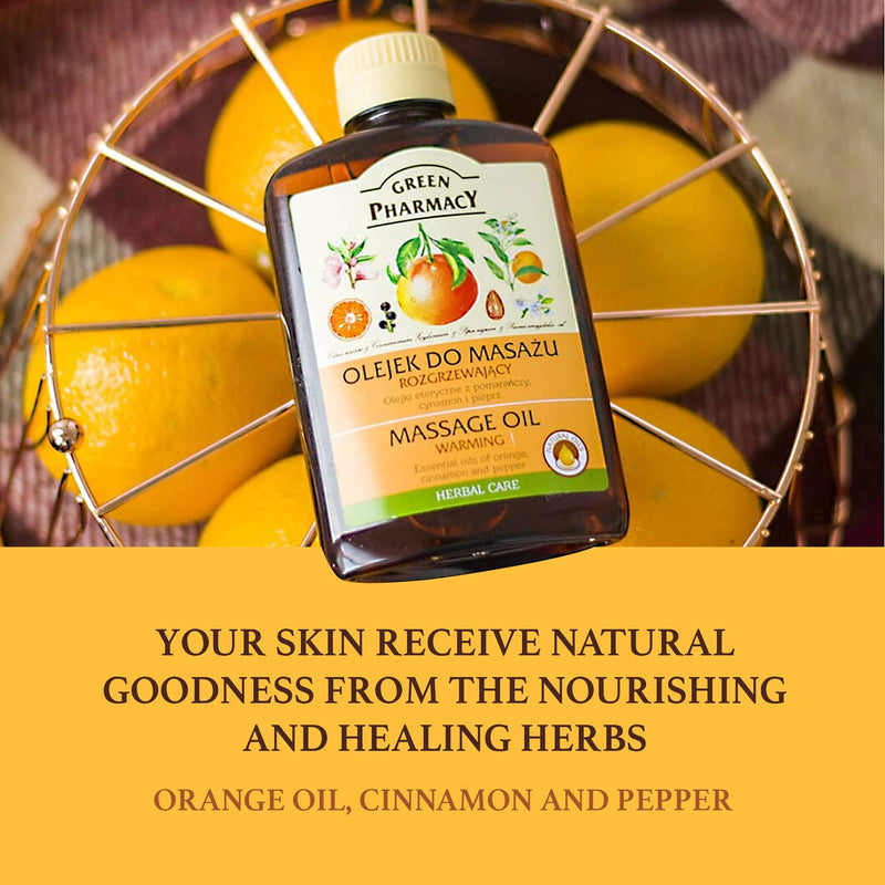 Green Pharmacy Body Massage Essential Warming Oil Orange Cinnamon and Pepper Natural Oils 200 ml - BeesActive Australia