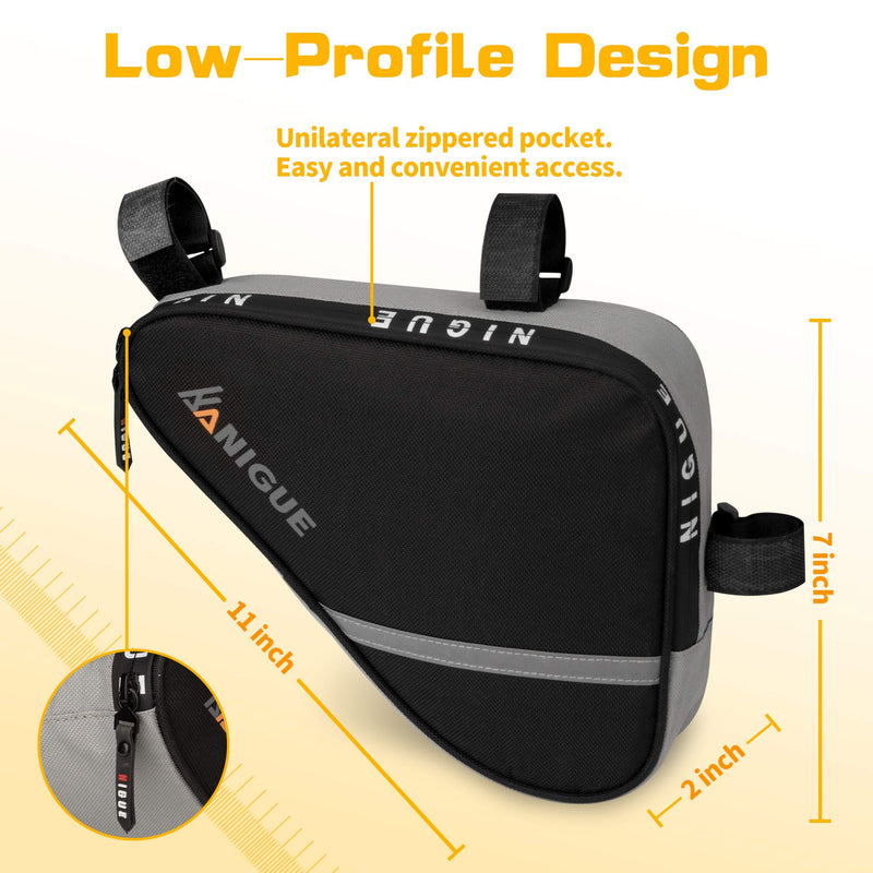 NIGUE Bike Bag, Sport Bike Frame Storage Bag Bicycle Pouch Triangle Bicycle Bag Strap-On Adjustable Install Position Tool Accessories Pack for Bike Road Mountain Cycling Black - BeesActive Australia
