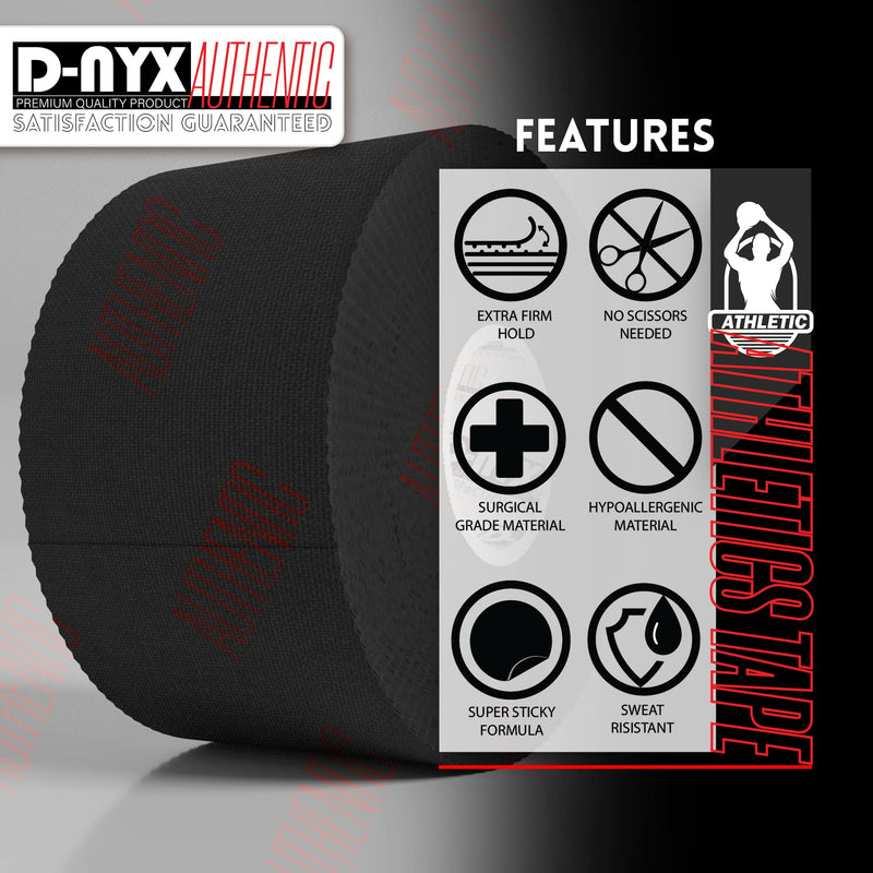 Black Athletic Sports Tape 1.5in x 45ft/Roll EXTRA LONG & Very Strong | NO Sticky Residue Easy Tear Tapes for Athlete & Medical Trainers | First Aid Injury Wrap Best for Fingers Ankles Wrist - BeesActive Australia