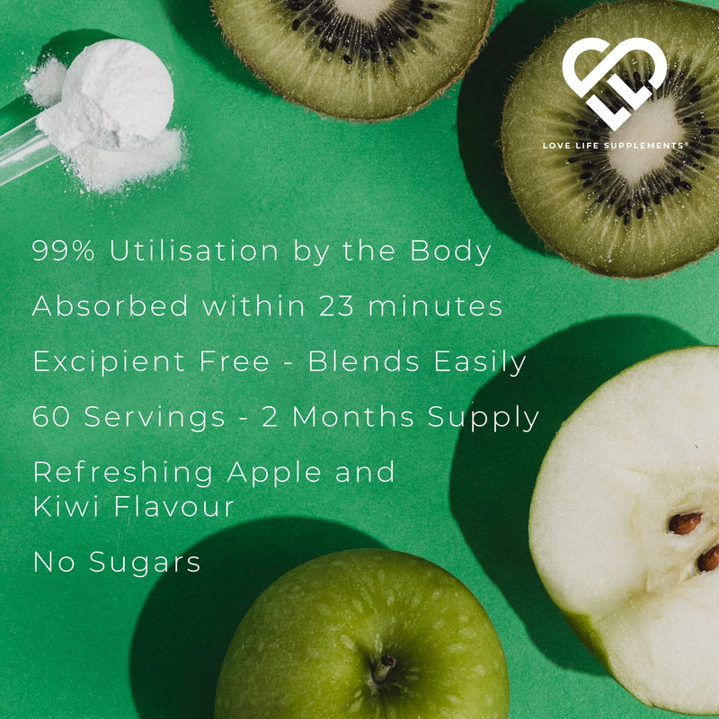 EAA Amino Acids Powder | All 9 Essential Amino Acids Including BCAA's and 2 Grams of Leucine per Serving | Apple & Kiwi Flavour | 348g - 60 Servings (5g of EAA's per Serving) | Love Life Supplements - BeesActive Australia
