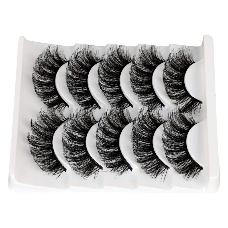 ALICROWN Mink Lashes Faux Wispy Natural Volume Lashes Pack 5D Fluffy Crossed False Eyelashes Full Handmade 5 Pairs Lashes A - BeesActive Australia