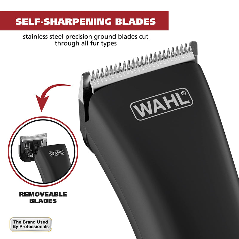 Wahl Clipper Rechargeable Pet Clipper Kit with Rinseable Stainless Steel Precision Blades for Hygienic Grooming at Home, with Premium Stainless Steel Detangling Comb and Scissors - Model 9179 - BeesActive Australia