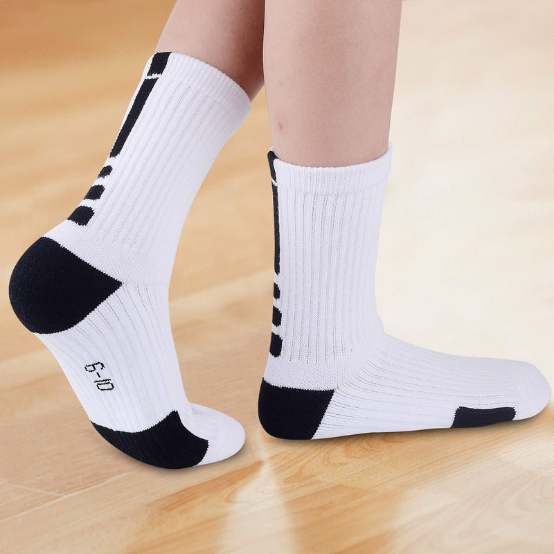 JHM Kids Athletic Sport Sockcs Team Basketball Soccer Crew Socks For Ages 4 to 16 4 Pairs Color#1 12-16 Years - BeesActive Australia