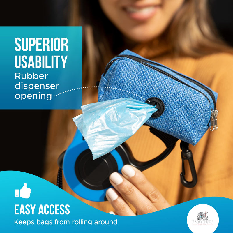 Dog Poop Bag Holder Poop Bag Dispenser – Stylish & Sturdy Poop Bag Holders for Leashes, Bags, Belts & Strollers – Dog Bag Holder with Extra Space – Dog Poop Bag Holder for Leash + Carabiner & Velcro Blue - BeesActive Australia