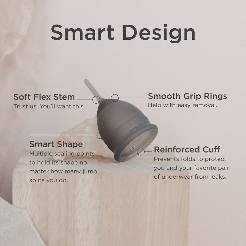 Saalt Soft Menstrual Cup - Super Soft and Flexible - Best Sensitive Cup - Wear for 12 Hours - Made in USA (Grey, Regular) Grey - BeesActive Australia