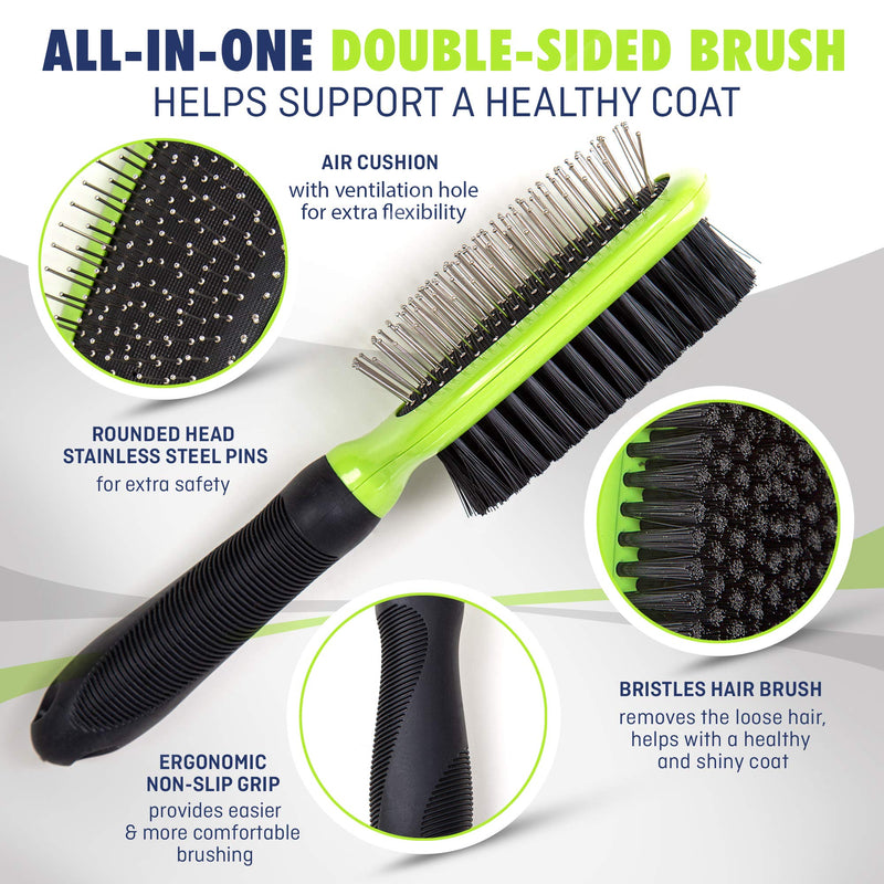 Rexipets Dog & Cat Brush & Comb Pet Grooming Set - Double Side (Small) - Ultimate Deshedding Tool - Lice And Flea Removing - Perfect Groomer's Tools - Strong Grip And Soft Bristles Small - BeesActive Australia