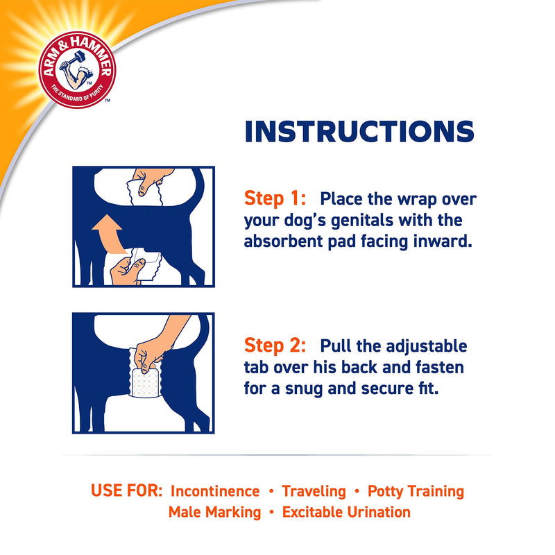 Arm & Hammer for Pets Dog Diapers, 12 Count-Ultra-Absorbent, Adjustable Dog Diapers with Leak-Proof Protection and Wetness Indicator-Male and Female Dog Wraps, Diapers for Pets from Arm and Hammer Male Small - 12 Count - BeesActive Australia