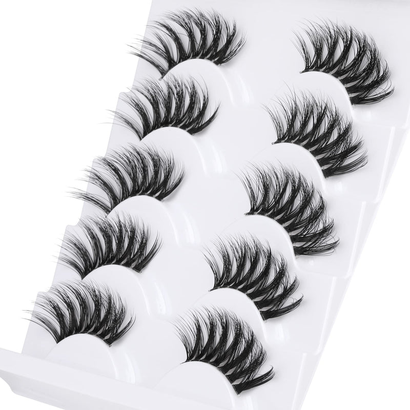 Newcally Half Lashes Long Thick Fluffy False Eyelashes 5 Pairs 3/4 Clear Lash Band Dramatic Fake Eye Lashes Pack B- THICK - BeesActive Australia
