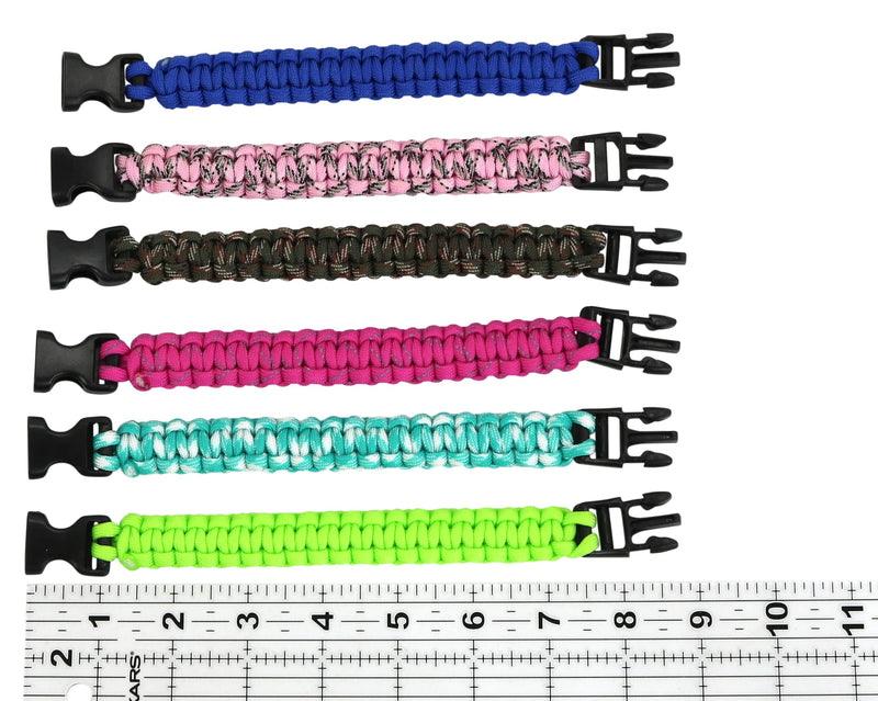 Iconikal Paracord Survival Bracelets with Clip, Assorted Colors, 6 Medium & 6 Large - BeesActive Australia