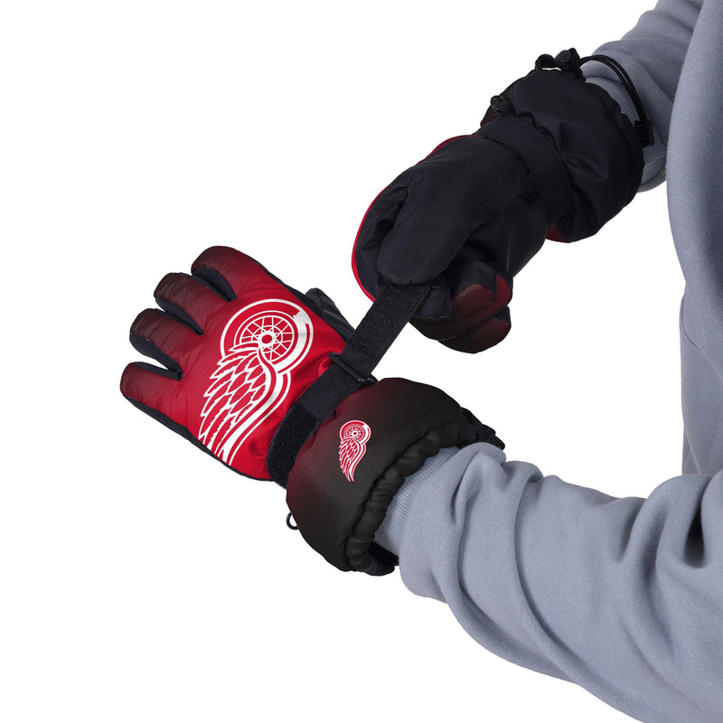 FOCO Mens NHL Gradient Big Logo Insulated Winter Gloves Detroit Red Wings Small/Medium Team Color - BeesActive Australia