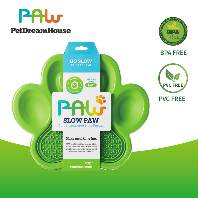 PetDreamHouse PAW 2-in-1 Slow Feeder Interactive Bowl with Removable Lick Mat - Green - BeesActive Australia