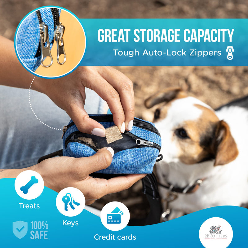 Dog Poop Bag Holder Poop Bag Dispenser – Stylish & Sturdy Poop Bag Holders for Leashes, Bags, Belts & Strollers – Dog Bag Holder with Extra Space – Dog Poop Bag Holder for Leash + Carabiner & Velcro Blue - BeesActive Australia