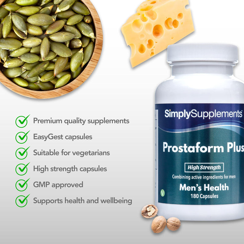 Prostaform Capsules with Pumpkin Seed Extract, L-Glutamine & L-Arginine HCL | Vegan & Vegetarian Friendly | 180 Capsules | Manufactured in The UK - BeesActive Australia