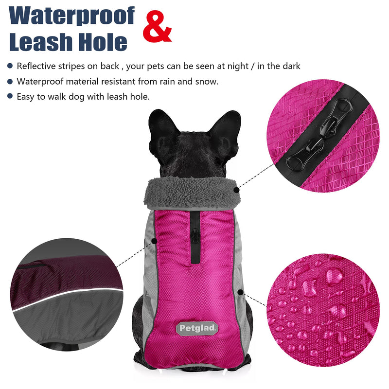 Dog Winter Coat, Ripstop Dog Jacket with Reflective Stripes, Christmas Waterproof Dog Sweater with Harness Hole, Warm Pet Winter Vest for Small Medium Extra Large Dogs 2XL Rosy Red - BeesActive Australia