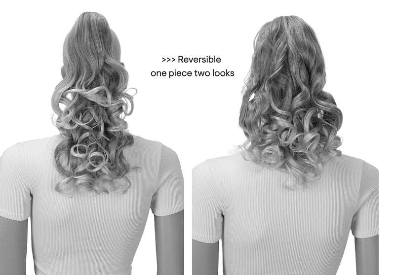 PRETTYSHOP 2 IN 1 Ponytail 12" Or 14" Hairpiece Clip On Extension Voluminous Wavy Black H1-2 black #1 H1-2 - BeesActive Australia