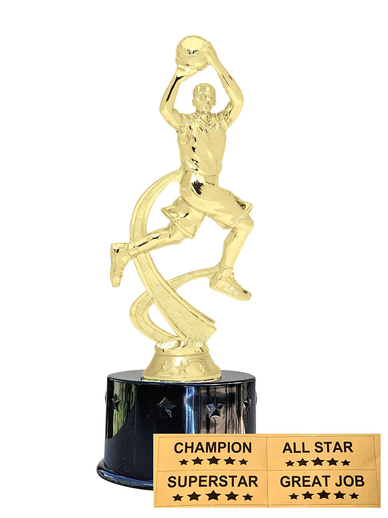 Express Medals Male Boys Basketball Award Trophy Party Favor Gift Prize Including 4 Gold Color Decals to Custom Personalize The Black Base - BeesActive Australia