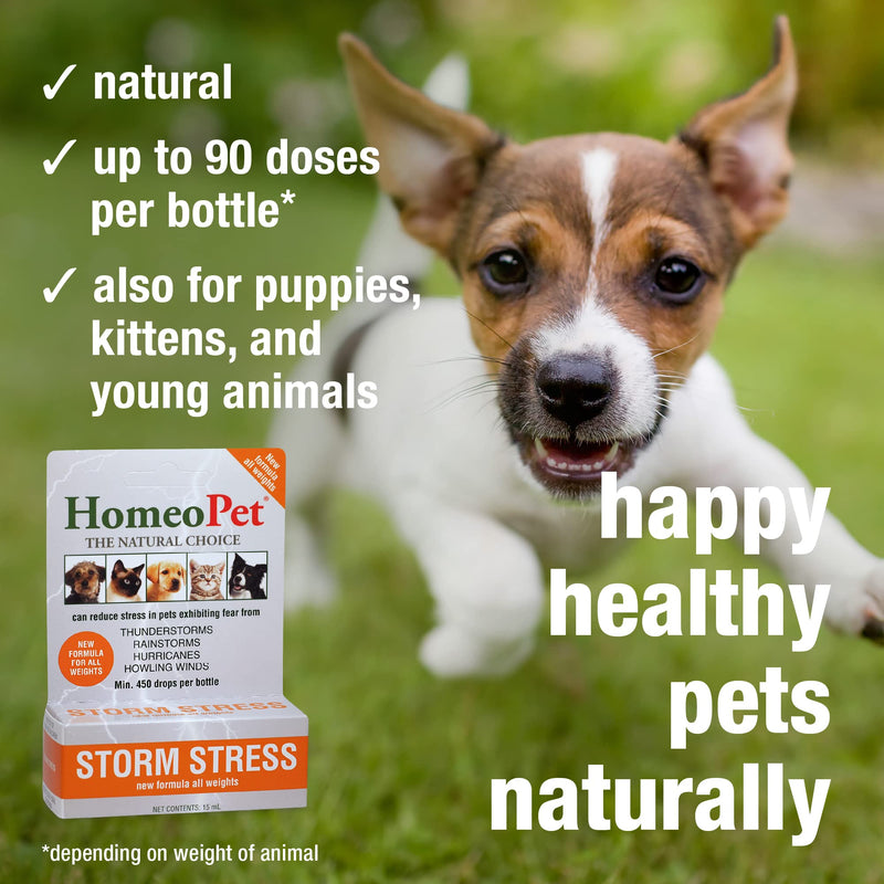 HomeoPet Storm Stress, Storm Anxiety Relief for Dogs, Cats, and Other Small Animals, 15 Milliliters 20 to 80-Pound - BeesActive Australia