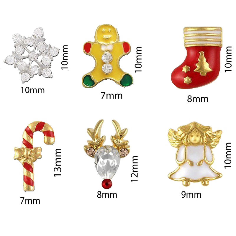NAILDROBE 6 Christmas Holiday Nail Charms (Snowflake, Candy Cane, Reindeer, Gingerbread Man, Angel, Stocking) - BeesActive Australia