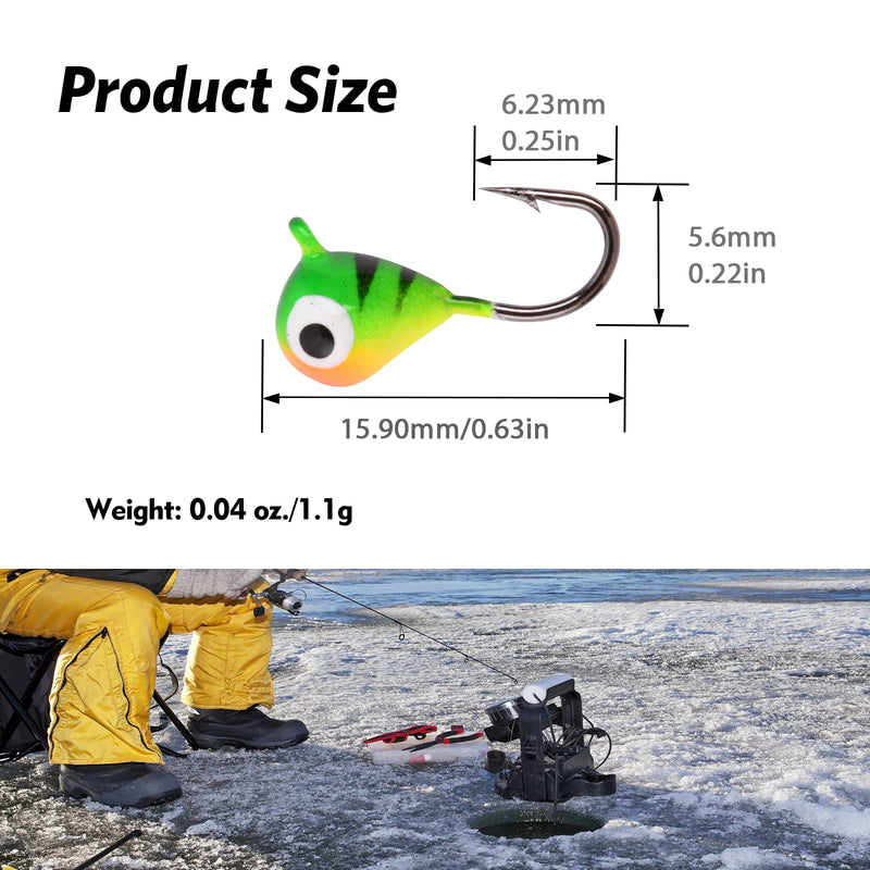 Goture 8pcs Ice Fishing Jig Set Ice Fishing Lures for Panfish Crappie Sunfish Perch Walleye Pike Bluegill Sunfish Jig Head Hook Set A: 0.64 inch / 0.04 oz - BeesActive Australia