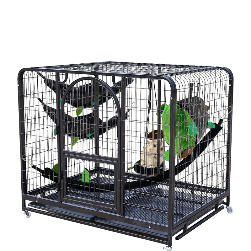 MUYG Hamster Hammock,Small Animal Hanging Hideout Tunnel Sleeping Set Plush Swing Warm Bed House Cage Nest Accessories for Sugar Glider,Squirrel,Black(5 Pcs) - BeesActive Australia