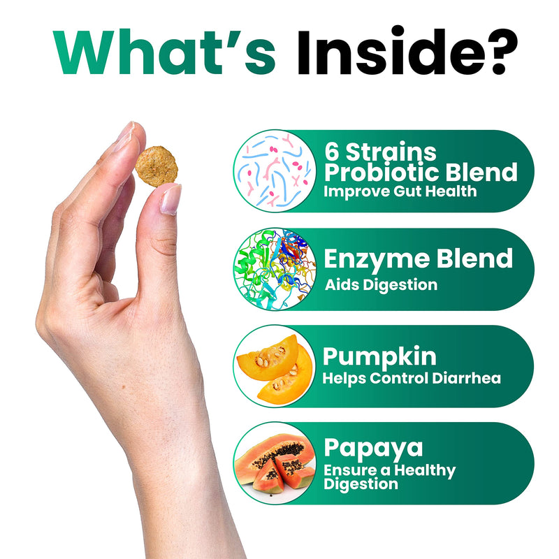 Probiotics for Dogs - Dog Probiotics and Digestive Enzymes + Prebiotics - Chewable Fiber Supplement - Probiotic Chews for Dogs - Allergy, Diarrhea, Gas, Constipation, Upset Stomach Relief - BeesActive Australia