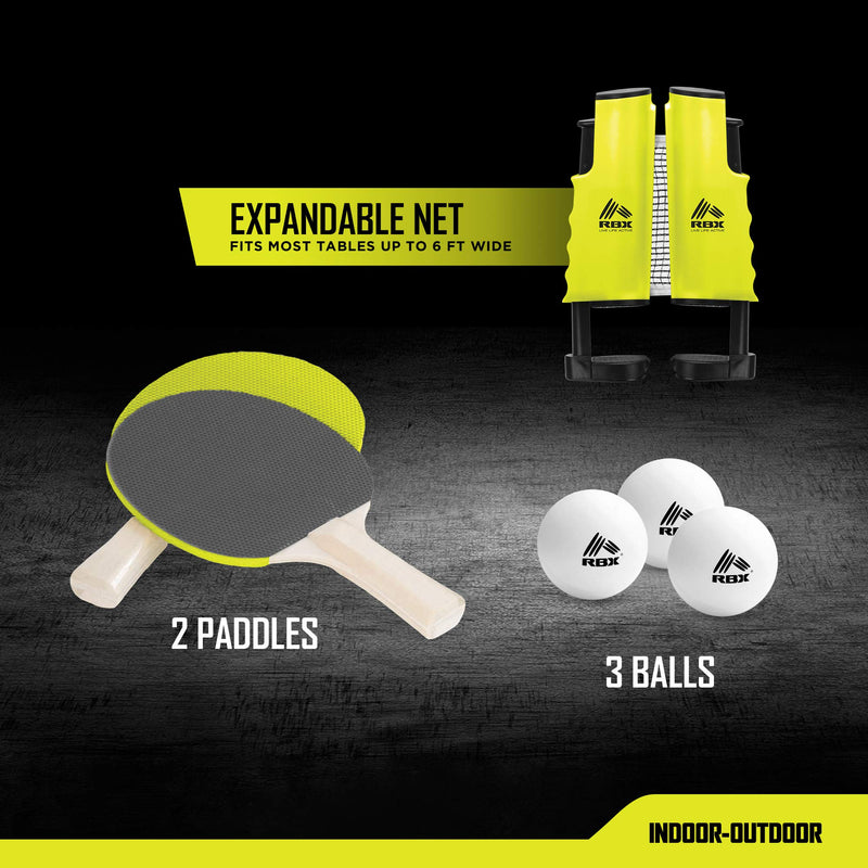 RBX On-The-Go Ping Pong Travel Set with Telescopic Table Tennis Net, 2 Paddles, 3 Balls - BeesActive Australia