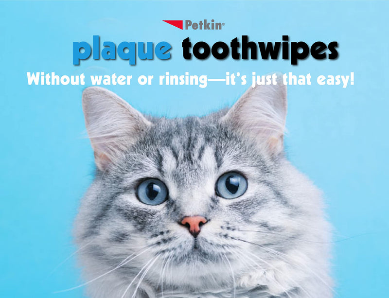 Petkin Plaque Toothwipes, Fresh Mint Wipes - Natural Formula Cleans Teeth, Gums & Freshens Breath - Convenient, & Easy to Use Oral Care Dental Pet Wipes for Dogs, Cats, Puppies & Kittens 2 Pack - 80 Wipes - BeesActive Australia