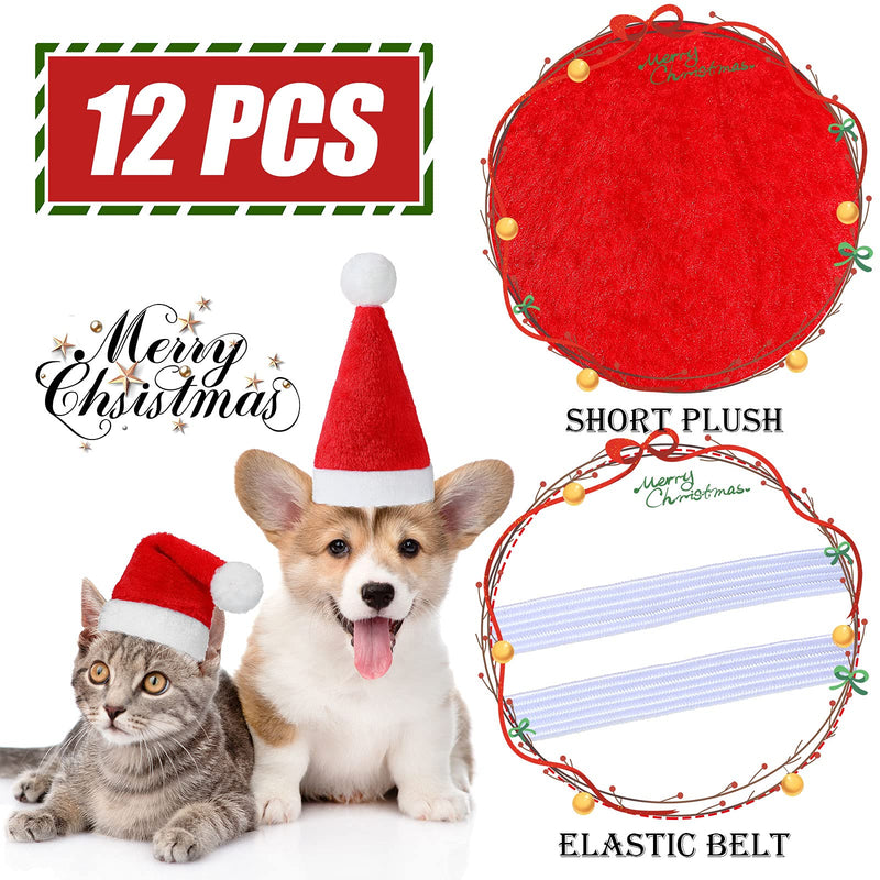 12 Pieces Dog Santa Hat PET Christmas Hat Soft Plush Cat Hat Pet Costumes for Small Dog Cat Puppy Christmas Supplies - BeesActive Australia