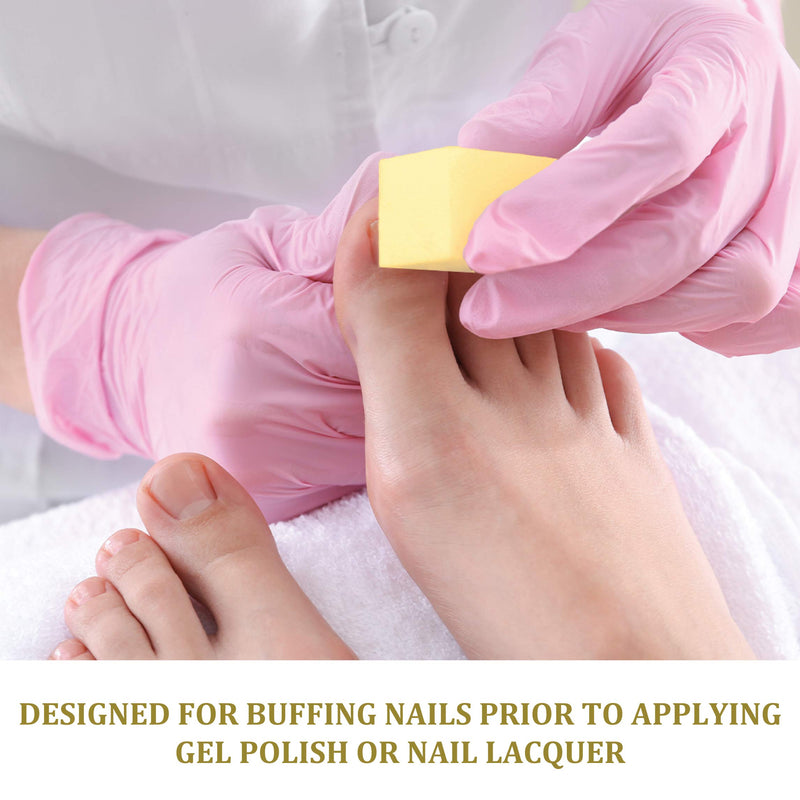 ForPro Yellow Pedicure Block, 220/220 Grit, Three-Sided Pedicure Nail Buffer, 3.5” L x 1” W x 1.25” H, 15-Count - BeesActive Australia