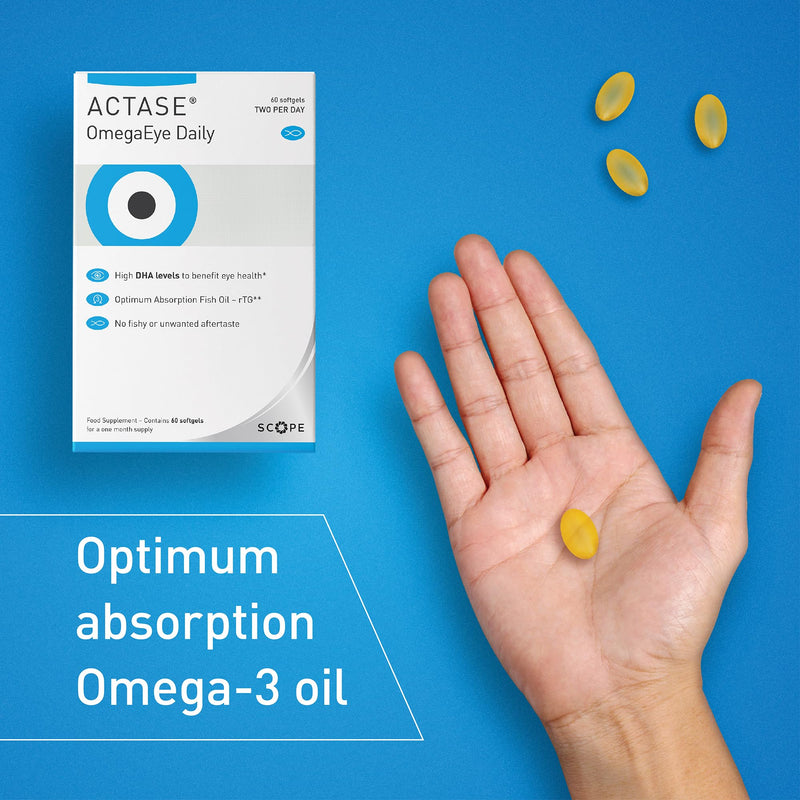 Actase OmegaEye Daily (Formerly Optase Omega Vision) - High DHA Omega-3 Eye Care Supplement to Help Maintain Healthy Vision - 60 Softgels - BeesActive Australia