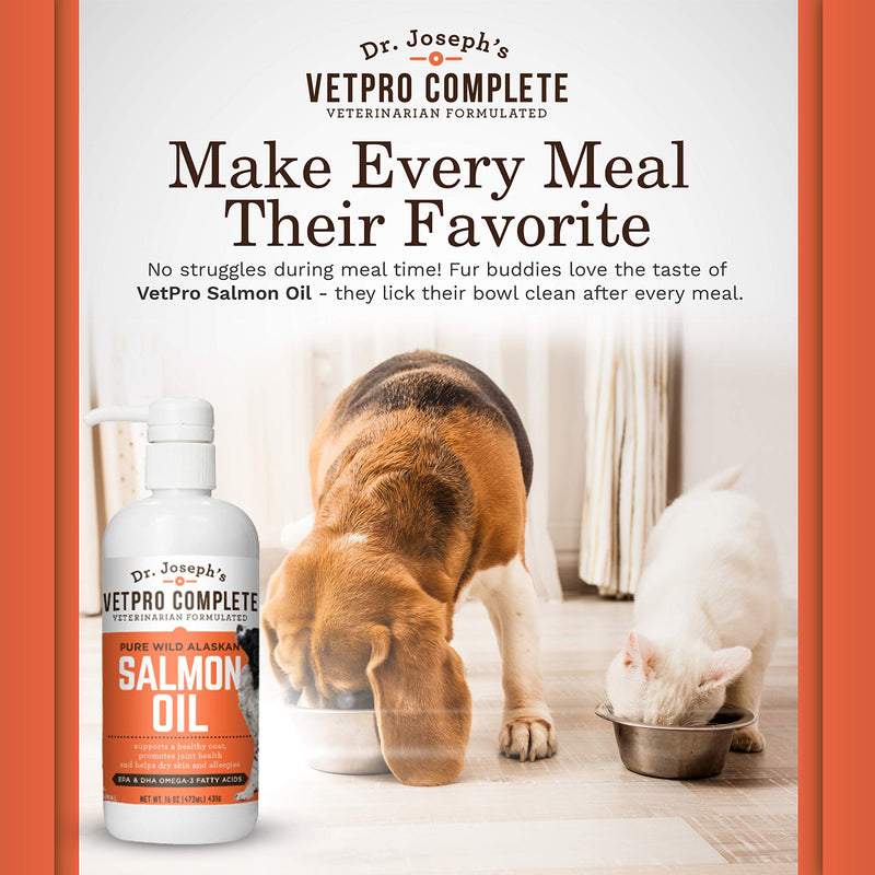 100% Pure Wild Alaskan Salmon Oil for Dog & Cat Food - Large 16 oz - Omega 3 & 6 Liquid Fish Oil Supplement - Supports Healthy Coat & Joints - Helps Dry Skin & Allergies - BeesActive Australia