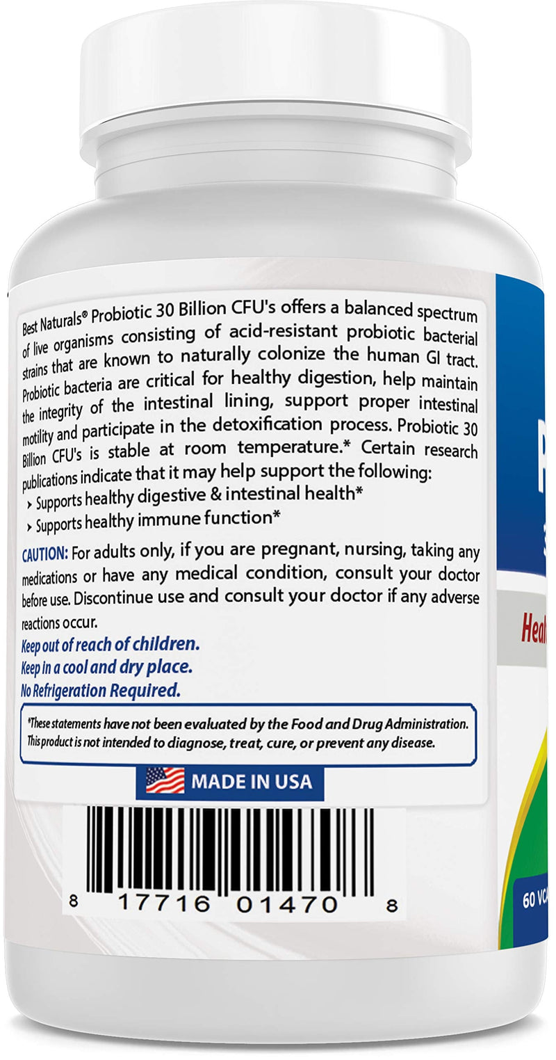 Best Naturals Probiotic 10 Strains 30 Billion Shelf Stable 60 Vcaps … (60 Count (Pack of 1)) 60 Count (Pack of 1) - BeesActive Australia