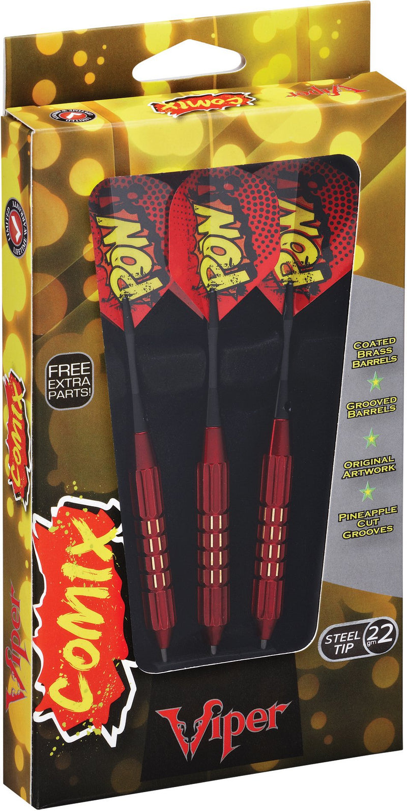 [AUSTRALIA] - Viper Comix Steel Tip Darts, 22 Grams Red (POW) 