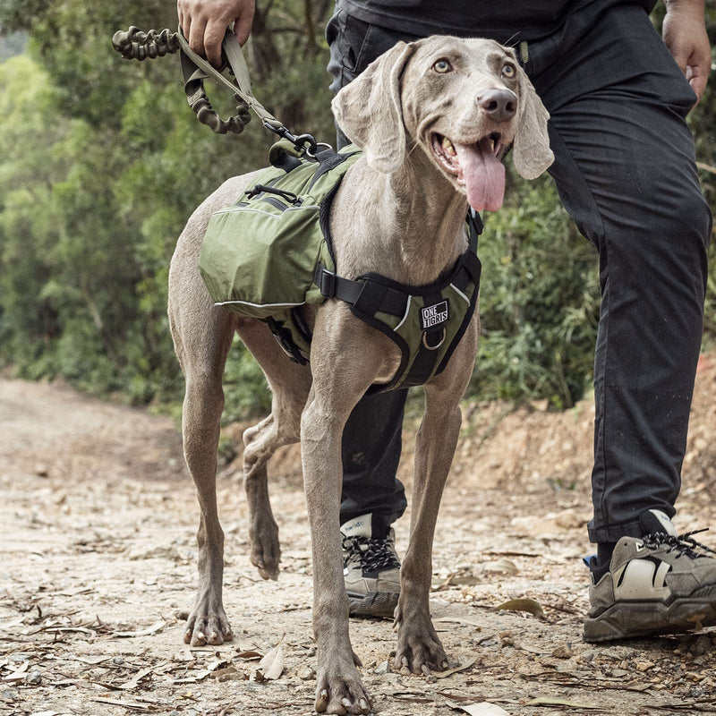 OneTigris Y-Shaped Dog Backpack, Lightweight Dog Saddle Bag with Pockets & No Pull D-Rings, Suit for Travel Hunting Camping Large Green - BeesActive Australia