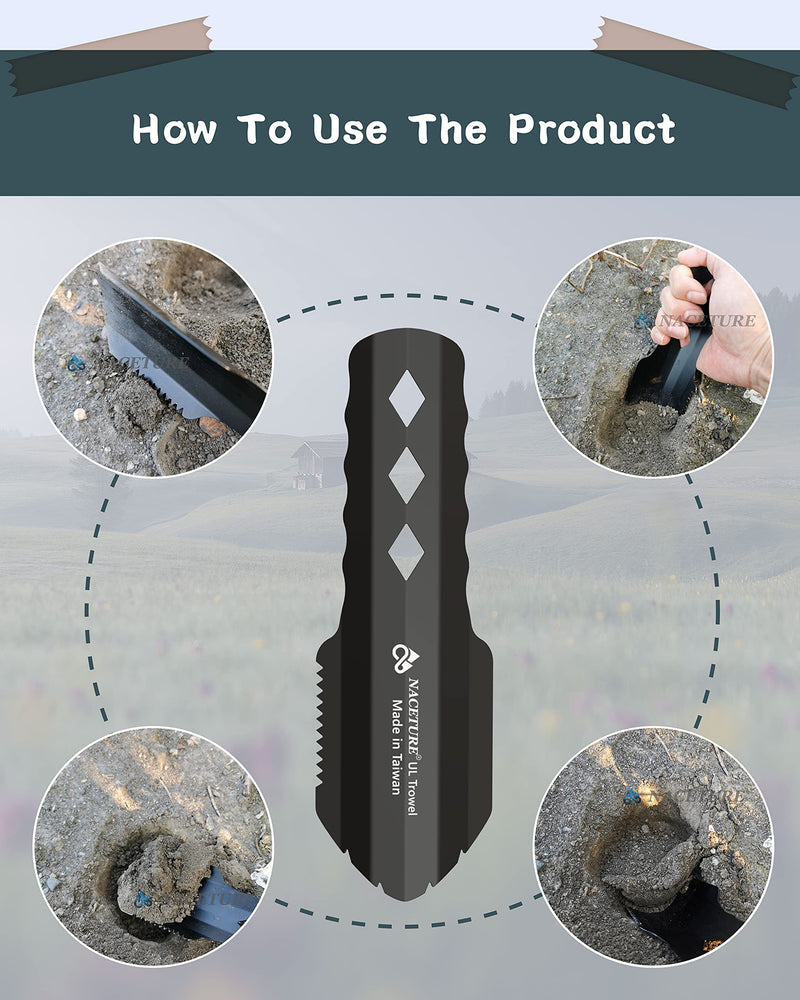Ultralight Backpacking Trowel Aluminum Shovel Deuce Small Potty Multitool with Longer Handle Design Essential for Hiking, Camping and Survival Bags (Black 1 Pack) (Black 1 Pack) - BeesActive Australia