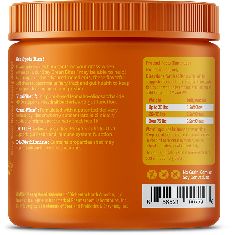 Zesty Paws Stay Green Bites for Dogs - Grass Burn Soft Chews for Lawn Spots Caused by Dog Urine Cran-Max Cranberry for Urinary Tract and Bladder with Apple Cider Vinegar Digestive Enzymes Chicken 90 Count - BeesActive Australia