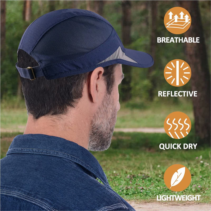 GADIEMKENSD Unstructured Reflective Breathable Sports Cap for Men and Women Navy 7-7 1/2 - BeesActive Australia