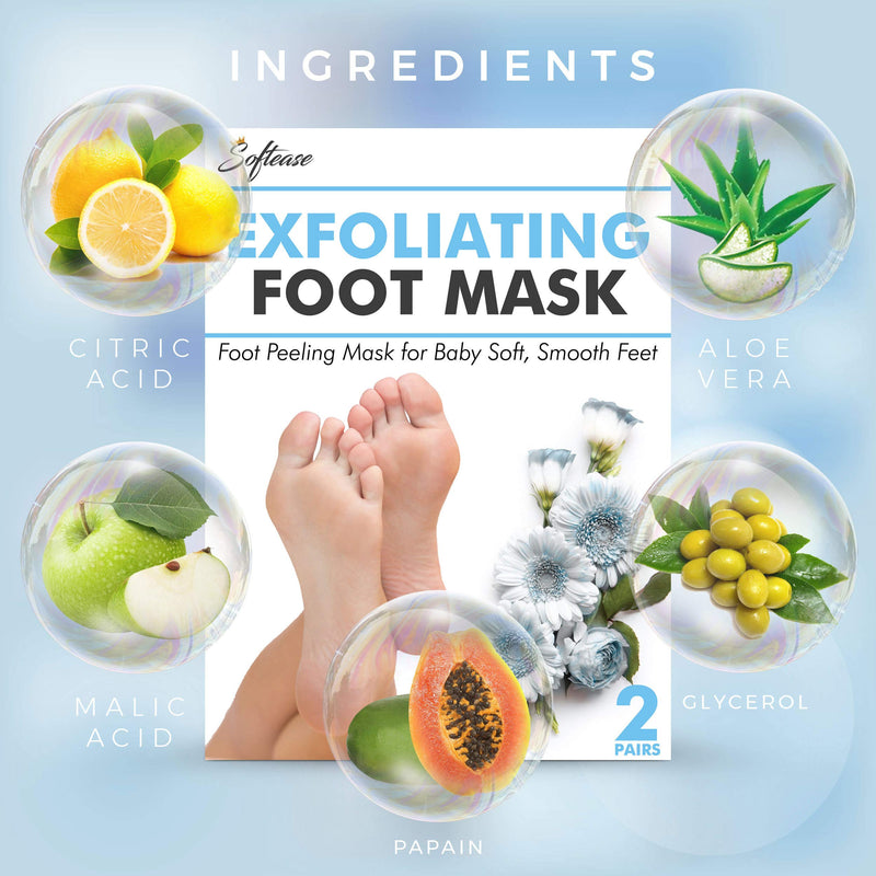 Foot Peel Mask 2 Pairs - Natural Foot Peeling Mask with Antioxidant Rich Formula for Softer, Smoother Feet in a Week | Remove Calluses & Dead Skin | Moisturize & Exfoliate Rough Feet | Baby Foot Peel - BeesActive Australia