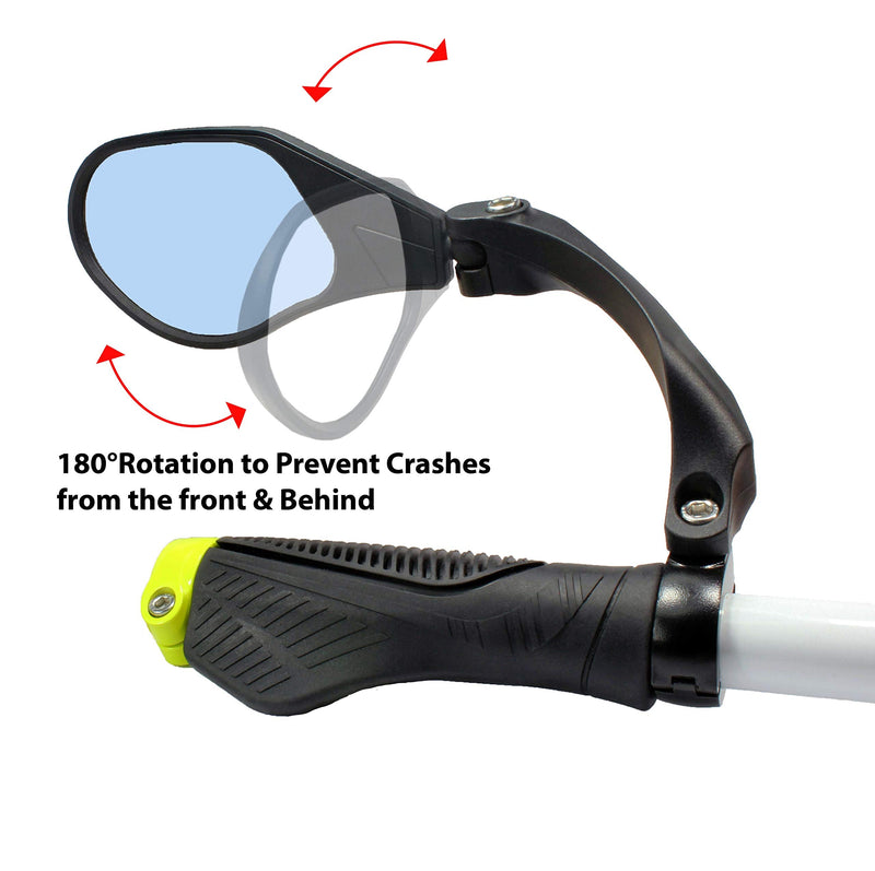 Hafny New Handlebar Bike Mirror, HD,Blast-Resistant, Glass Lens, HF-MR088LS (Left) (HF-M903LB-FR01 ( Handlebar Fitting Left Side, Blue Glass)) HF-M903LB-FR01 ( Handlebar Fitting Left Side, Blue Glass) - BeesActive Australia