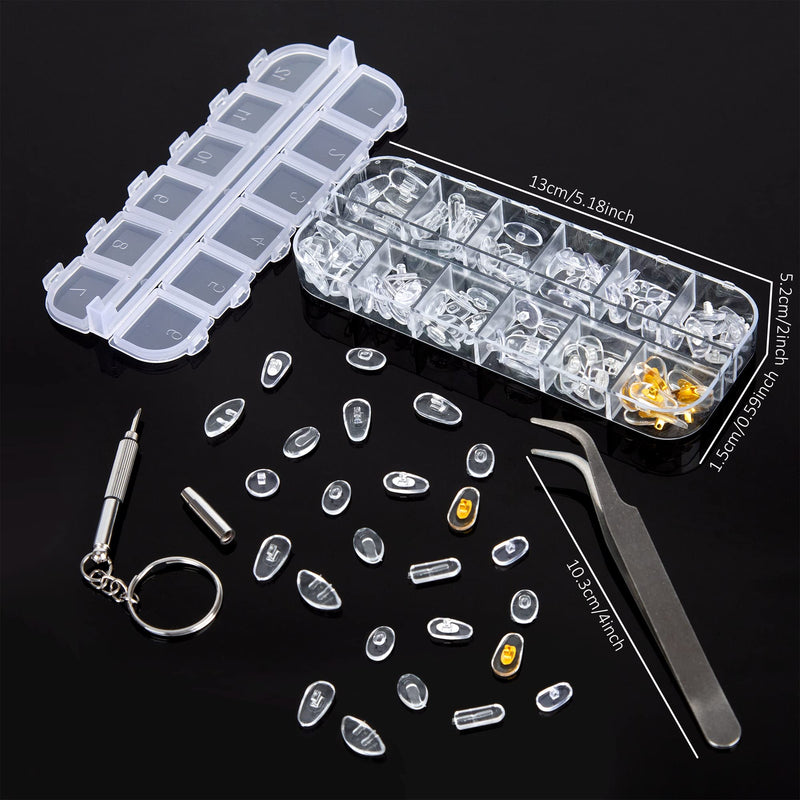 Eyeglass Nose Pads Glasses Repair Kit with 80 Screws Tweezers Small Screwdriver for Glasses 12 Styles 60 Pairs - BeesActive Australia
