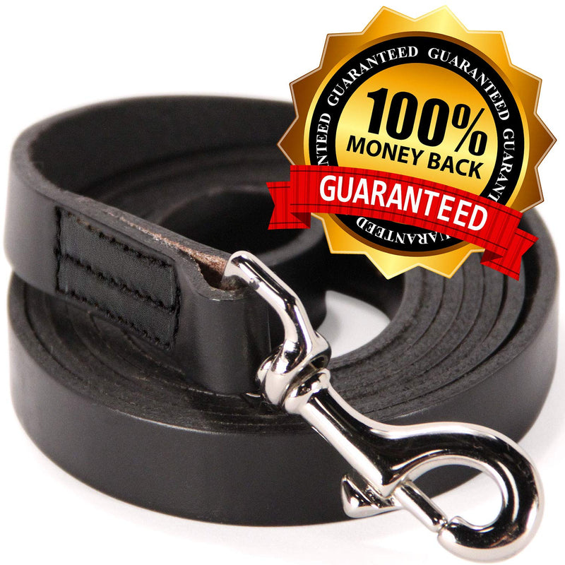 Logical Leather Dog Leash - Best for Training - Water Resistant Heavy Full Grain Leather Lead 6 Foot Black - BeesActive Australia