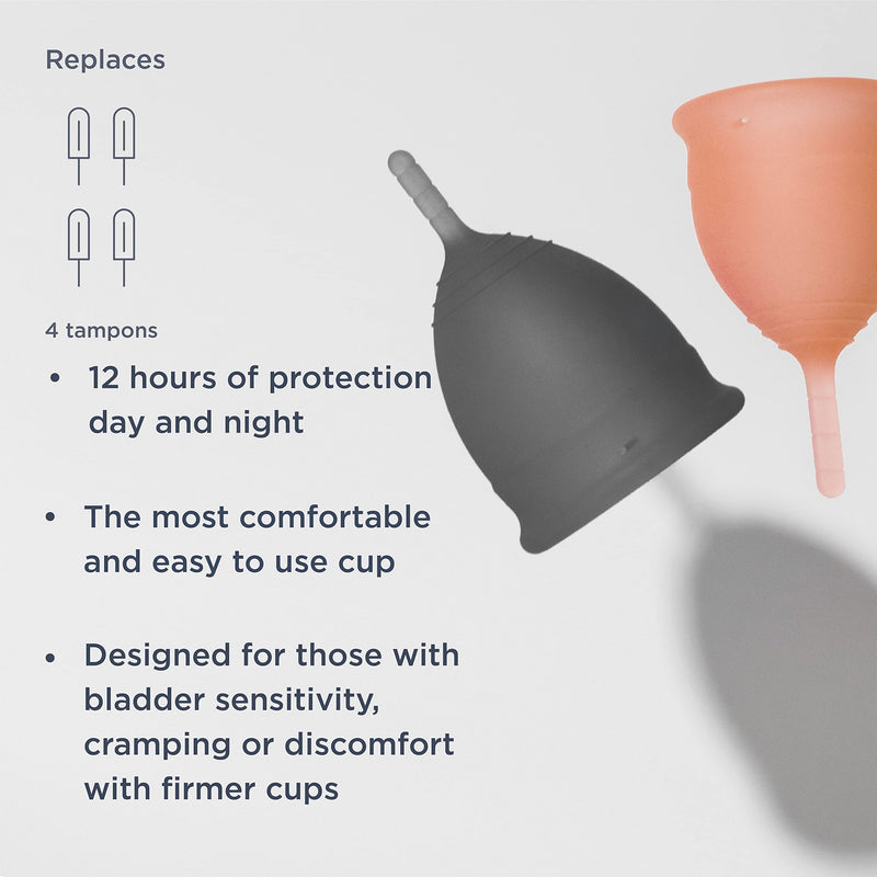 Saalt Soft Menstrual Cup - Super Soft and Flexible - Best Sensitive Cup - Wear for 12 Hours - Tampon and Pad Alternative (Regular Grey, Small Desert Blush) Regular Grey, Small Desert Blush 2 Count (Pack of 1) - BeesActive Australia