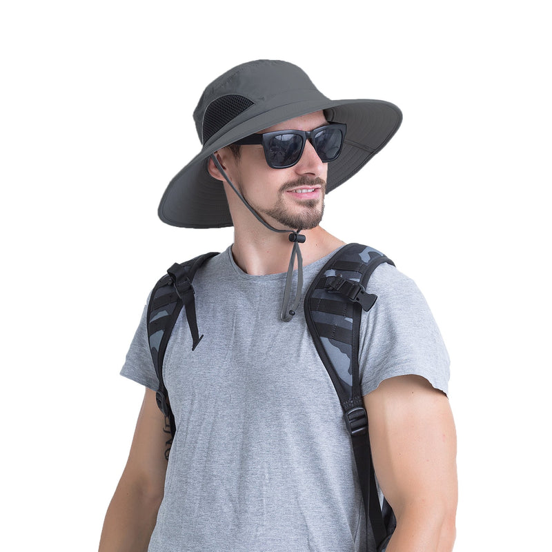 [AUSTRALIA] - YR.Lover.Outdoor Boonie Adult Hat - Sun Protection Wide Brim Cap Fishing Hunting Summer Bucket Hat Dark Gray 